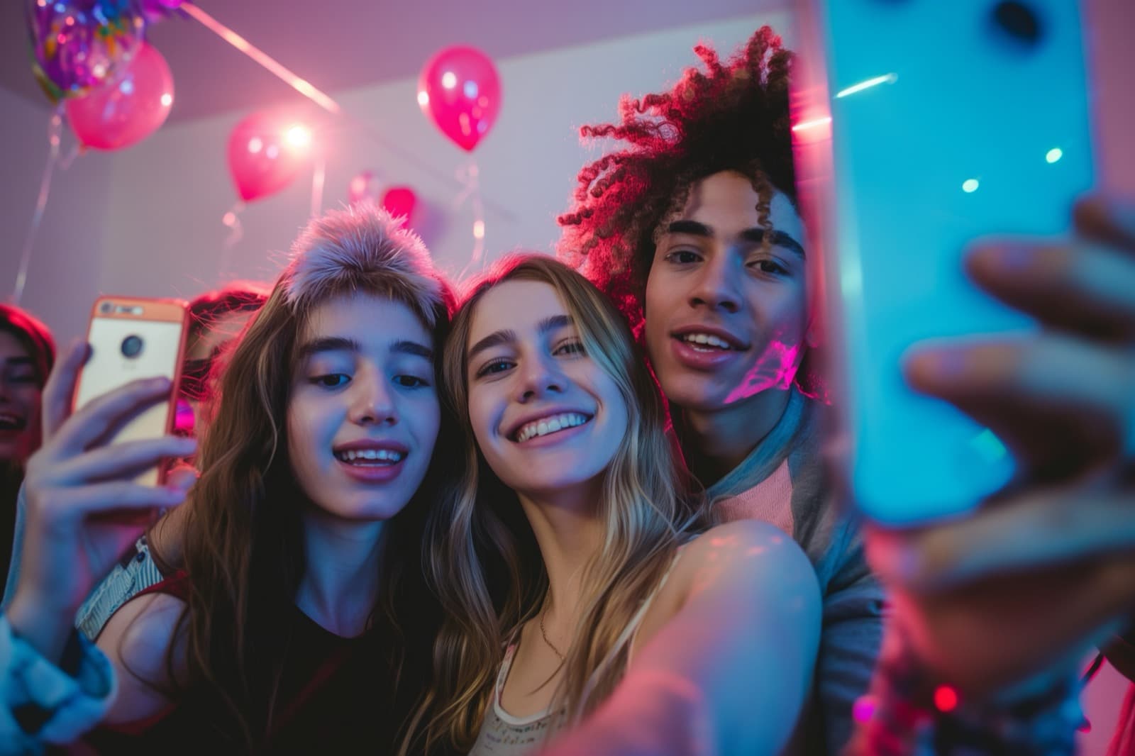 People celebrating at a photo booth event
